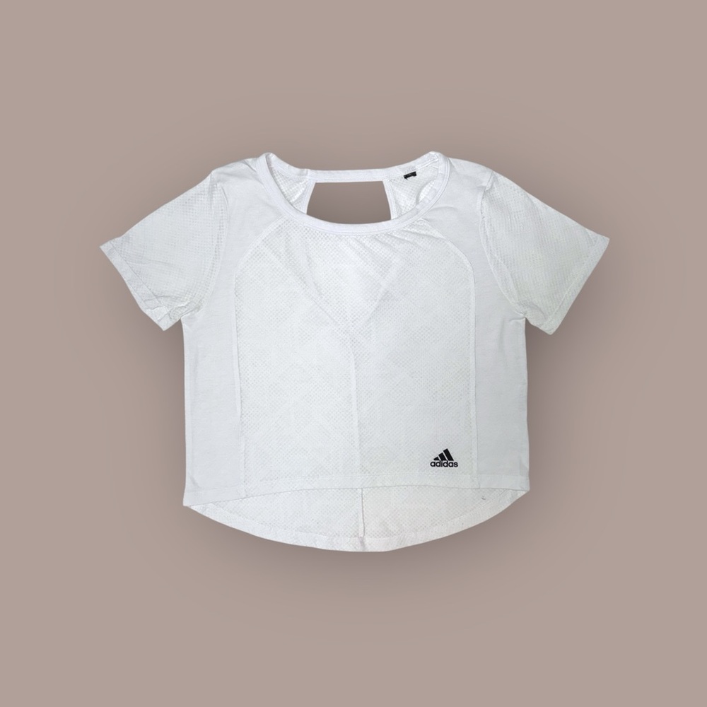 Small Adidas White Short Sleeve Mesh Top